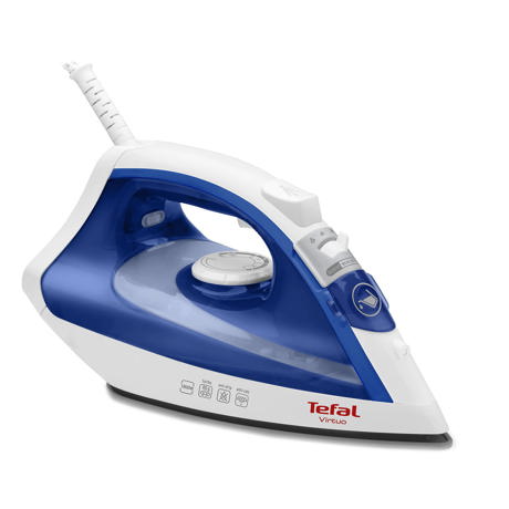 Fier de calcat Tefal Virtuo FV1711E0, 1800W, Debit abur 24 g/min, Jet abur 80g, Mod Eco, Alb/Albastru  
