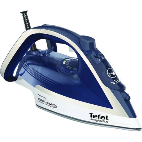 Fier de calcat Tefal UltraGliss Plus FV6812E0, 2800W, 0.27 L, Jet abur 260g/min, Debit abur 50 g/min, Talpa Durilium Airglide, Alb/albastru