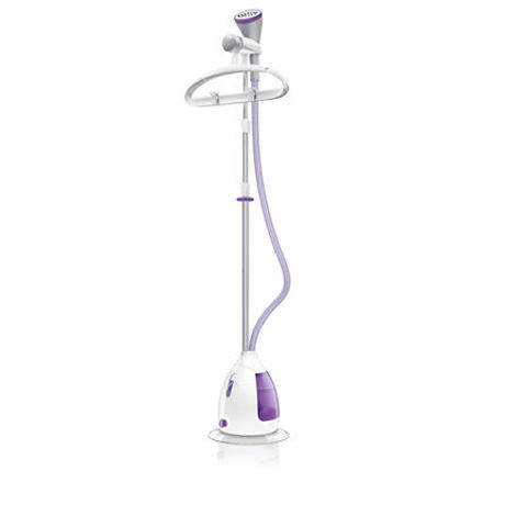 Aparat de calcat vertical cu abur Philips Clear Touch GC536/35, 2000 W, 1.2 l, Umeras Hang & Lock, Manusa de protectie, Alb/Mov