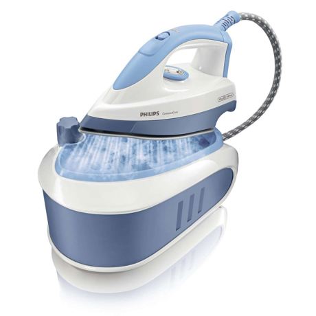 Statie de calcat Philips CompactCare GC6510/02, Talpa antiaderenta, 2350 W, 0.8 l, 95 g/min, Alb/Albastru