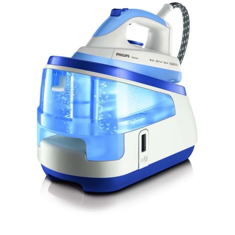Statie de calcat Philips EasyCare GC8330/02, SteamGlide, 2400 W, 5 bari, 1.4 l, 180 g/min, Alb/Albastru