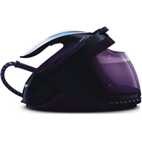 Statie de calcat Philips PerfectCare Elite GC9650/80, T-ionic Glide, 2400 W, 7.5 bari,1.8L, 500 g/min, OptimalTEMP, Negru/Violet