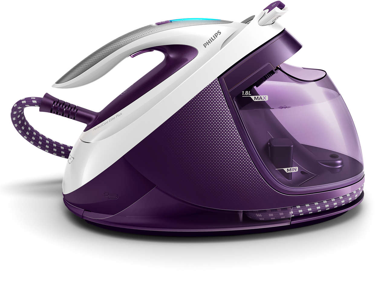 Statie de calcat Philips PerfectCare Elite Plus GC9660/30, T-ionic Glide, 2700 W, 7.5 bari,1.8L, 520 g/min, OptimalTEMP, Alb/Violet