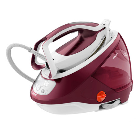 Statie de calcat Tefal Express Protect GV9220E0, 2600W, 1.8L, Presiune 7.5 bari, Jet de abur 540g/min, Abur variabil 135g/min, Alb/rosu