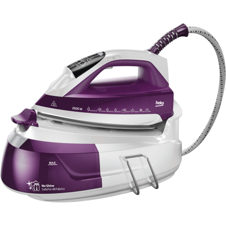 Statie de calcat Beko SGA7126P, 2600W, 6 bari, Jet abur 110g/min, ceramic SteamXtraPro, 1l, Alb/Mov