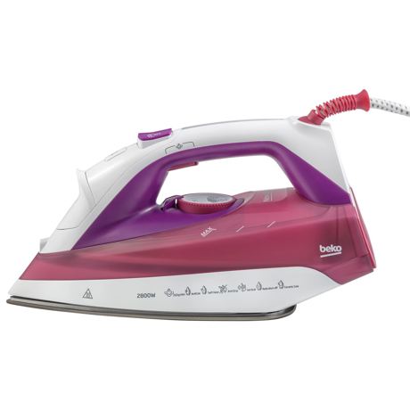 Fier de calcat Beko SPM7128P, 2800W, Jet abur 200g/min, Ceramic SteamXtraPro, 350 ml, Alb/Rosu