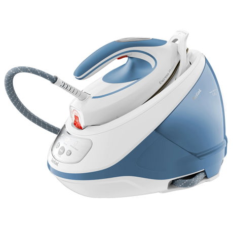 Statie de calcat Tefal Express Protect SV9202E0, 2800W, 7.5  bar, 1.8 L, Jet abur 520 g/min., Debit abur 130 g/min., Oprire automata, Alb/bleu