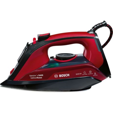Fier de calcat Bosch Sensixx'x DA50 EditionRosso TDA503001P, Ceranium-Glissee, 3000 W, Negru/Rosu