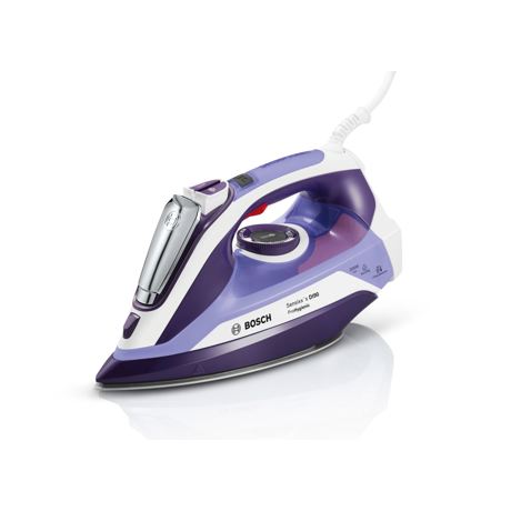 Fier de călcat Bosch TDI903231H, 3200 W, Talpa Ceranium glissee, Sensor Steam, i-Temp Advanced, 300 ml, Sistem 4AntiCalc, Debit abur 65 g/min, Jet abur 200 g/min, Alb/violet
