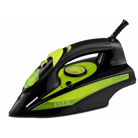 Fier de calcat Heinner Perform 6060 XI-6060-GR, Auto-oprire, 2400 W, Talpa ceramica, Anti-calcar, Negru/verde