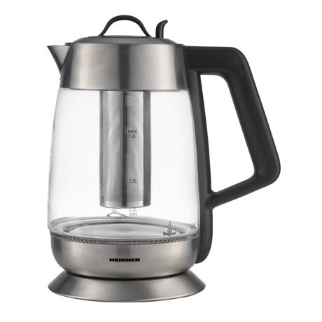 Fierbator electric cu filtru de ceai Heinner Cosmo HEK-TF18GX, 1.8 L, Oprire automata, Filtru ceai incorporat, Setare temperatura, Functie mentinere cald, Elemente inox