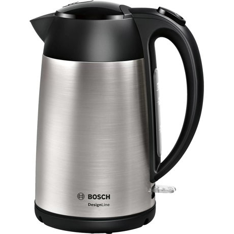 Fierbător de apă Bosch TWK3P420, 2400 W, 1.7 L, Filtru anti-calcar inox, Baza rotativa 360 grade, Oprire automata, Inox