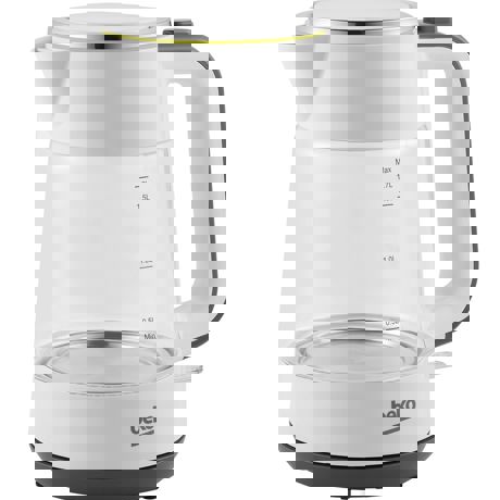 Fierbator Beko Foodster WKM6321W, 2400 W, Vas sticla 1.7 L, Filtru anti-calcar, Functie Deconectare, Alb