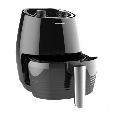 Friteuza cu aer cald Heinner HAF-1250BK, 1250W, Cos 2.5 L, Termostat reglabil, Temporizator, Maner rece, Invelis antiaderent, Negru