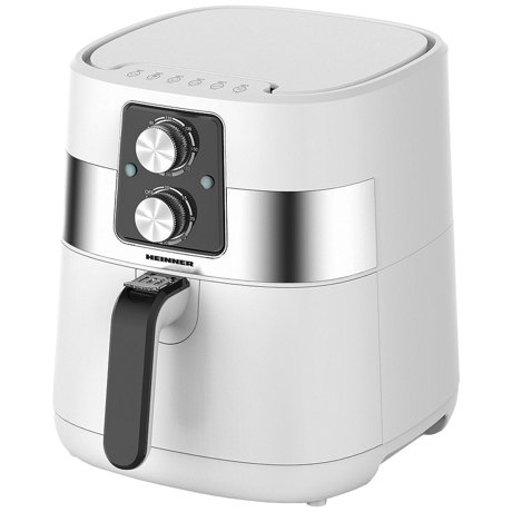 Friteuza cu aer cald Heinner Frychef HAF-DM1300WH, 1300W, 3 L, Termostat reglabil, Temporizator, Vas detasabil, Alb