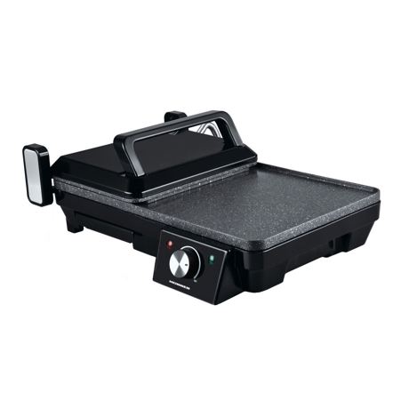 Grill electric 2 in 1 Heinner HEG-F20002P, 2000W, Invelis marmura anti-adeziv, Placa mobila cu deschidere 180º, Temperatura reglabila 150ºC – 210ºC, Negru