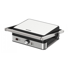 Grill electric Heinner HEG-K2000SS, 2000W, Placi fixe cu invelis antiaderent, Placi 30 x 24.9 cm, Temperatura reglabila, Negru/inox