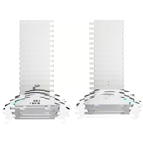 Hota LDK E60 ME IX GLASS CH, Semineu arcada, 400 mc/h, 3 viteze, Filtru aluminiu, Control mecanic, 60 cm, Argintiu, ART5019