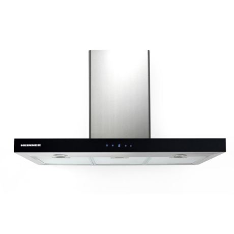 Hota Heinner DCH-6590TIX, Semineu dreapta, 90 cm, 642.4 m³/h, 1 motor, 3 viteze, Control Touch cu display LED, Inox + front Sticla neagra