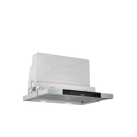 Hota Bosch DFS067K50, Incorporabila telescopica, 400 mc/h, 60 cm, 3 trepte de putere + Turbo, Display, Aluminiu/Negru