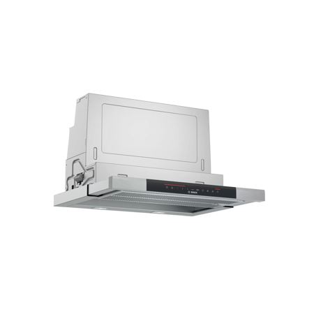 Hota Bosch Serie 8 DFS067K51, Telescopica incorporabila, 60 cm, max 717 m3/h, 3 trepte de putere + 2 Intensiv, 2 motoare EcoSilence Drive, EcoSensor, Inox
