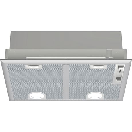 Hota incorporabila Bosch Serie 4 DHL555BL, Capacitate 618 m³/h (intensiv, mod evacuare), 3 viteze + intensiv, Control mecanic, Filtru metalic lavabil, 53 cm, Argintiu metalizat