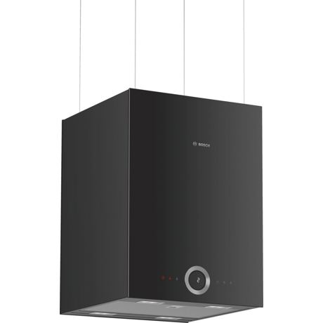 Hota Bosch DII31RV60, Insula, 37 cm, 510 m³/h Intensiv, Afisaj digital cu TouchControl, HomeConnect, Front sticla neagra, Design cub