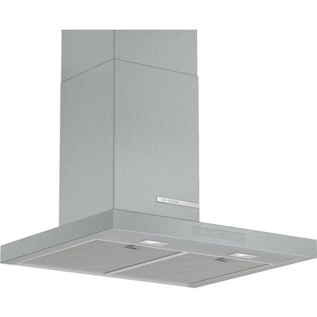 Hotă semineu dreaptă Bosch Serie 6 DWB67CM50, Capacitate 671 m³/h (intensiv, mod evacuare), 3 viteze + intensiv, TouchControl, Filtru metalic lavabil, 60 cm, Inox