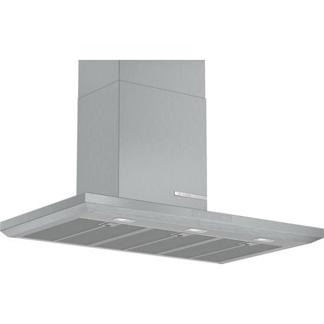 Hotă semineu dreaptă Bosch Serie 6 DWB97LM50, Capacitate 697 m³/h (intensiv, mod evacuare), 3 viteze + intensiv, TouchControl, Filtru metalic lavabil, 90 cm, Inox