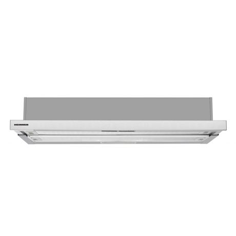 Hota Heinner HTCH-490IX, Incorporabila telescopica, 413.5 m3/h, 90 cm, 1 motor, Control mecanic, 3 viteze, Inox