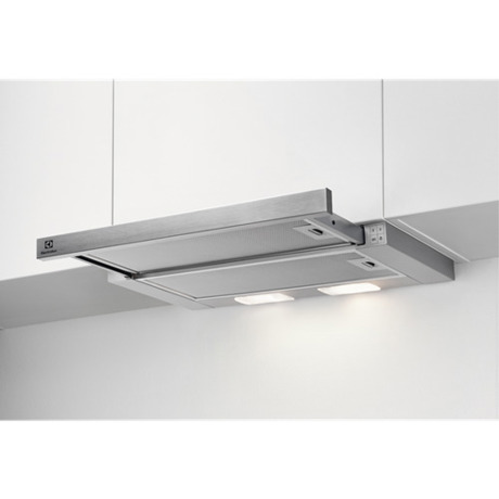 Hota telescopica incorporabila Electrolux LFP326S, Putere de absorbtie 410 mc/h, 1 motor, 3 viteze, 2 filtre de aluminiu, 60 cm, Gri