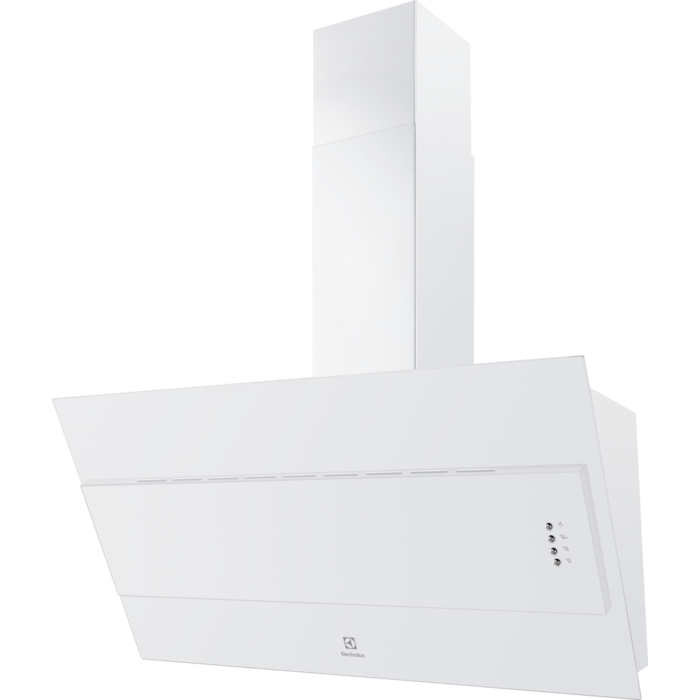 Hota Electrolux LFV319W, Decorativa ecran, 600 mc/h, 1 motor, 3 viteze, Filtre de aluminiu lavabile, Filtru de carbon inclus, Latime 90 cm, Alb