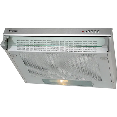 Hota Vortex VO1804SS, 60 cm, 2 motoare, Putere absorbtie 300 m³/h, 3 viteze, Filtru aluminiu, Control mecanic, Inox