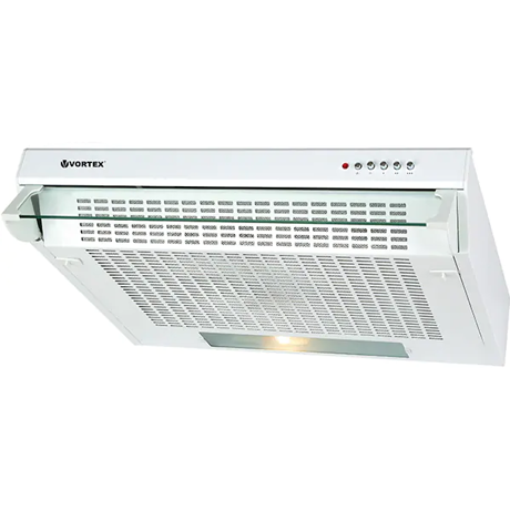 Hota Vortex VO1804WH, 60 cm, 2 motoare, Putere absorbtie 300 m³/h, 3 viteze, Filtru aluminiu, Control mecanic, Alb