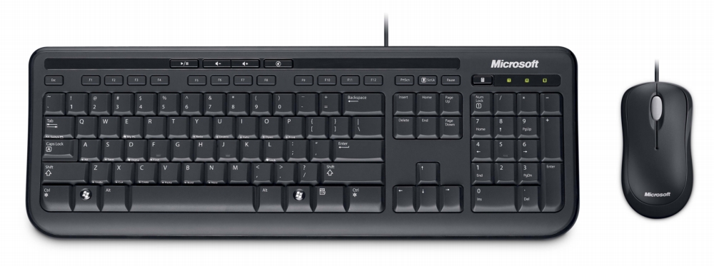 Kit tastatura si mouse Microsoft Desktop 600, Wired, Optic, USB, negru, APB-00013