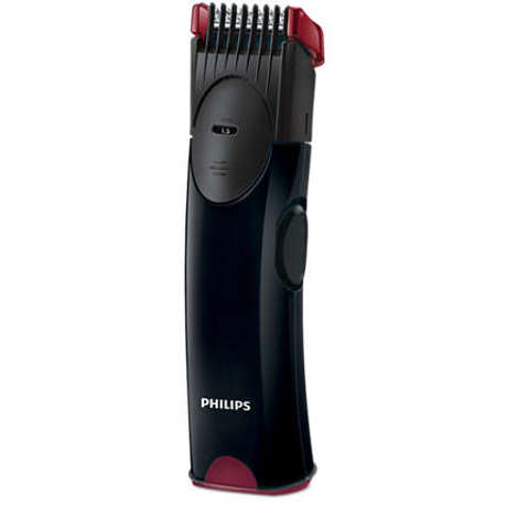 Aparat de tuns barba Philips Beardtrimmer Pro Skin BT1005/10, Fara fir, Negru/Rosu