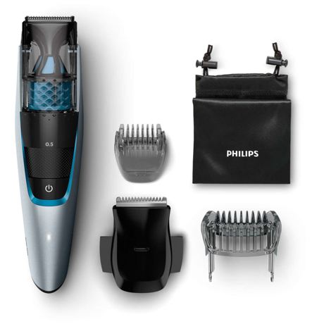 Aparat de tuns barba cu aspirator Philips Beardtrimmer BT7210/15, Acumulator, 75 min, Argintiu