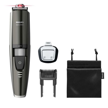 Masina de tuns barba Philips BT9297/15, Lame 100% metal, Ghidaj Laser, 0.4 - 7 mm, 17 Trepte, Rezistent la apa, LED, Negru/Argintiu
