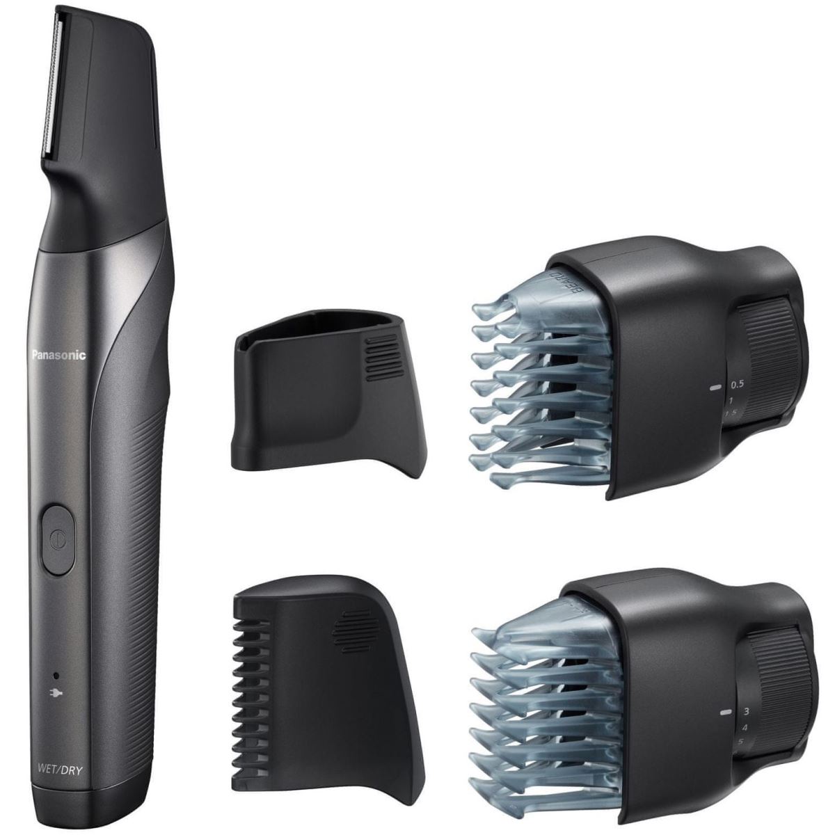 Trimmer pentru barba si par corporal Panasonic ER-GY60-H503, Umed/uscat, 4 accesorii, Autonomie 50 min., Negru/Gri