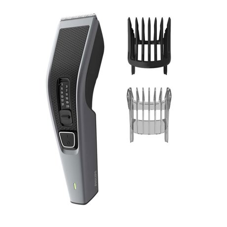 Masina de tuns Philips HC3535/15, Tehnologie Trim-n-Flow, 13 lungimi, Ni-MH, Autonomie 75 minute, Lame inox, 1 pieptene reglabil păr, 1 pieptene reglabil barbă, Negru/Argintiu
