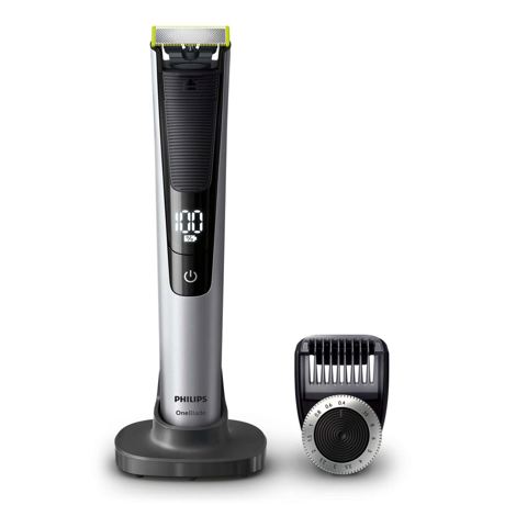 Aparat hibrid de barbierit si tuns barba Philips OneBlade Pro QP6520/20, Wet&Dry, fara fir, 90 min, Negru/Argintiu