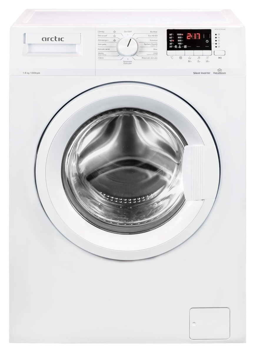 Masina de spalat rufe Arctic APL81023XLW0, 8 kg, 1000 rpm, ExtraSteam, Display, Child Lock, Alb