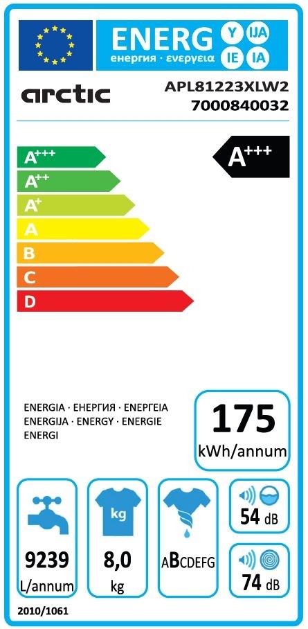Masina de spalat rufe Arctic APL81223XLW2 clasa C
