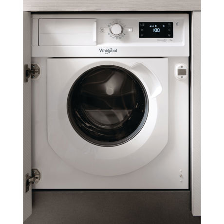 Masina de spalat rufe incorporabila Whirlpool BI WMWG 71484E EU, 6th Sense, 7 kg, 1400 rpm, Inverter, Display digital, Alb