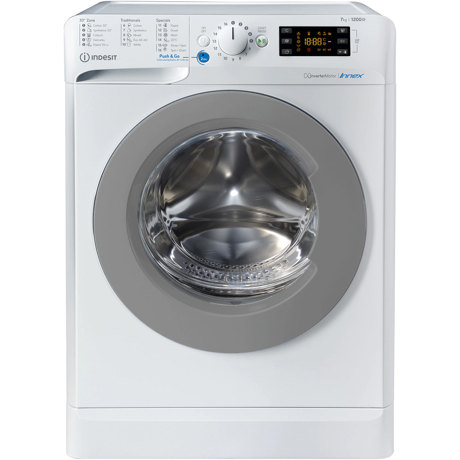 Masina de spalat rufe Indesit BWE71283XWSEEN, 7 kg, 1200 rpm, Display, Motor Inverter, Alb