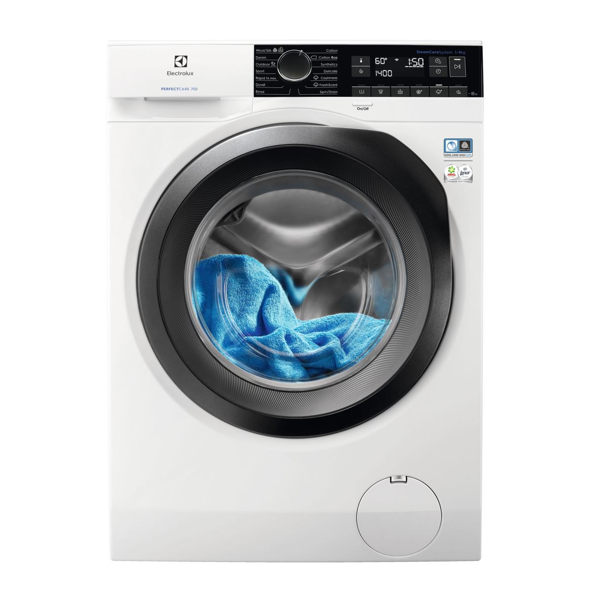 Masina de spalat rufe Electrolux PerfectCare EW7F249S, 9 kg, 1400 rpm, SteamCare System, Display, Alb