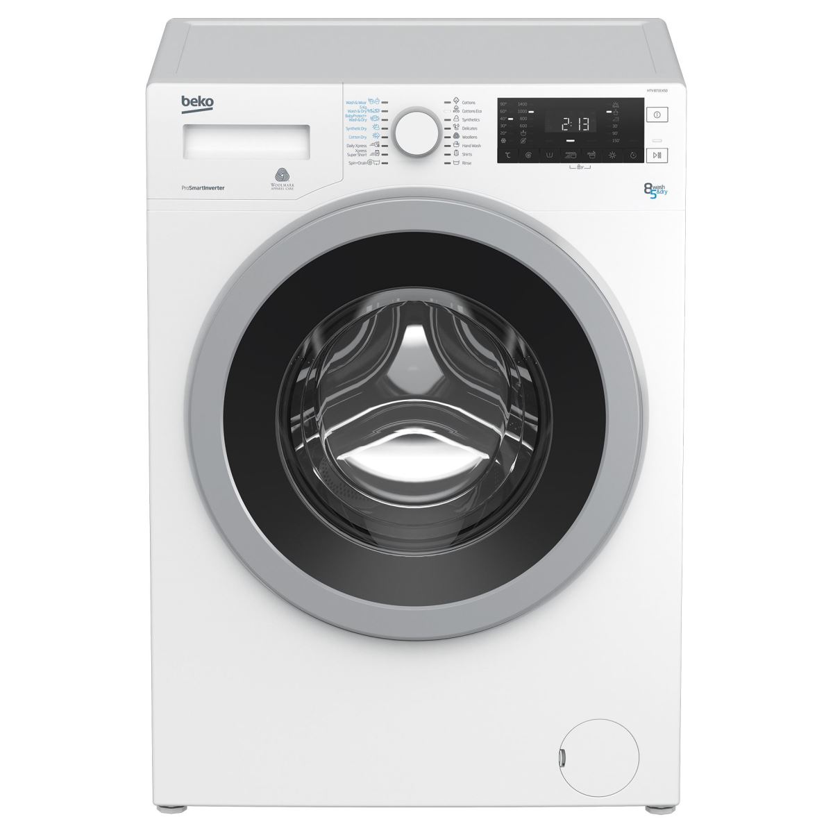 Masina de spalat rufe cu uscator Beko HTV8733XS0, 1400 rpm, spalare 8kg/ uscare 5 kg, 16 programe, alb