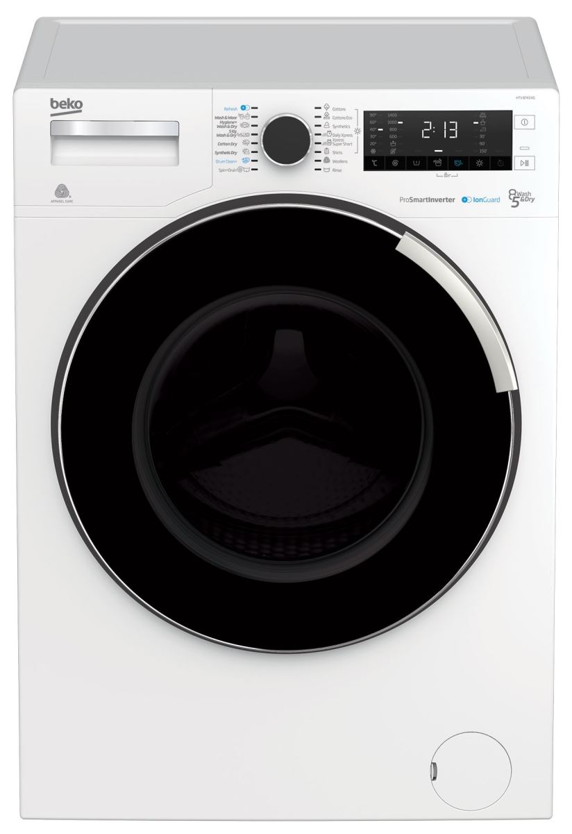 Masina de spalat rufe cu uscator Beko HTV8743XG, 1400 rpm, spalare 8 kg/uscare 5 kg, 16 programe, Alb