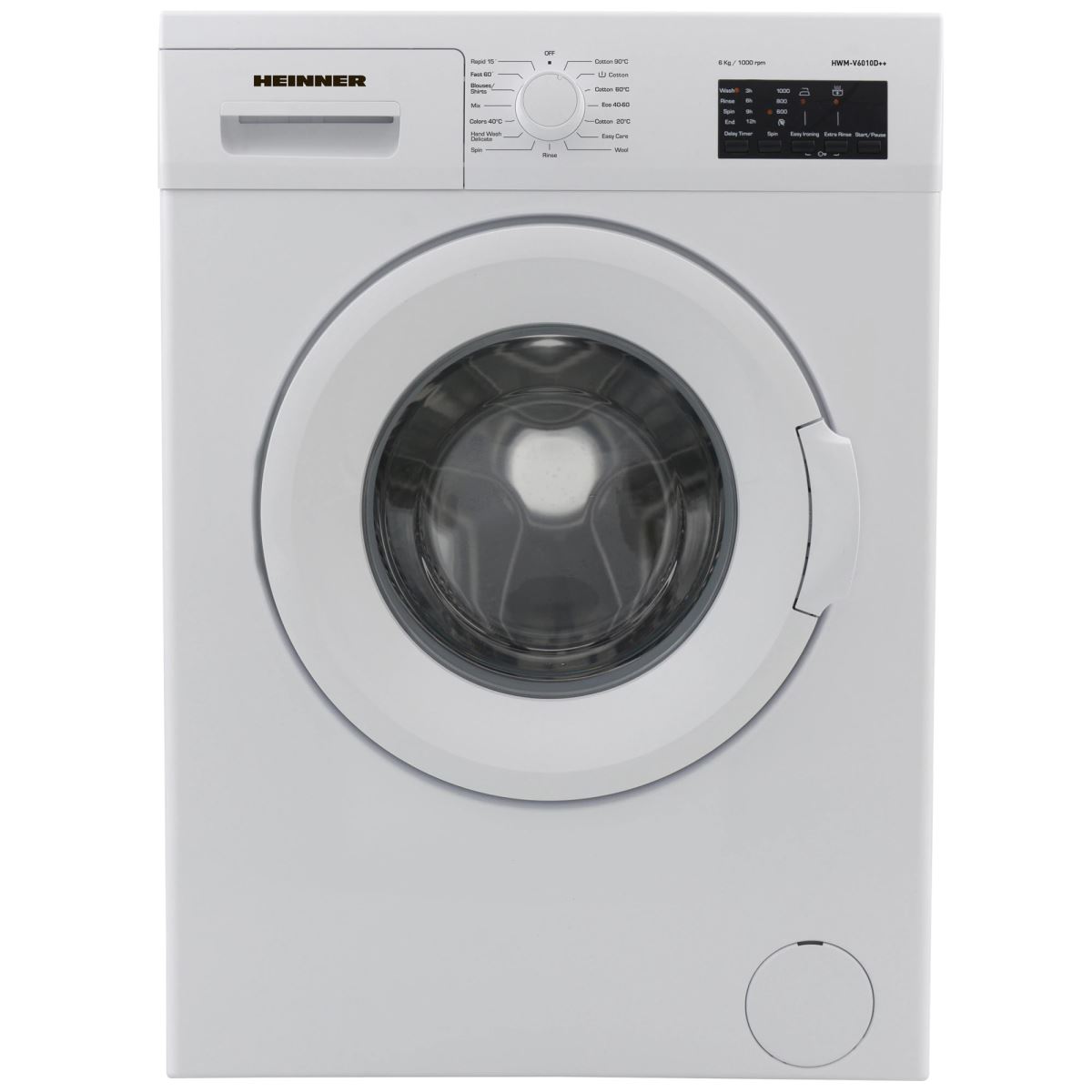 Masina de spalat rufe Heinner HWM-V6010D++, 6 kg, 1000 rpm, 15 programe, Blocare acces copii, Alb