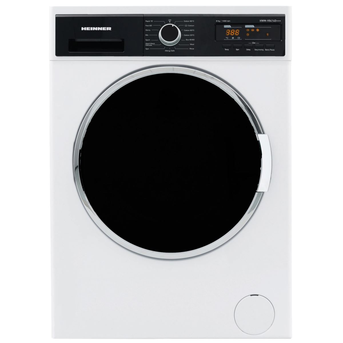 Masina de spalat Heinner HWM-V8414D+++, 8KG, 1400 RPM, Display, Allergy Safe, Alb